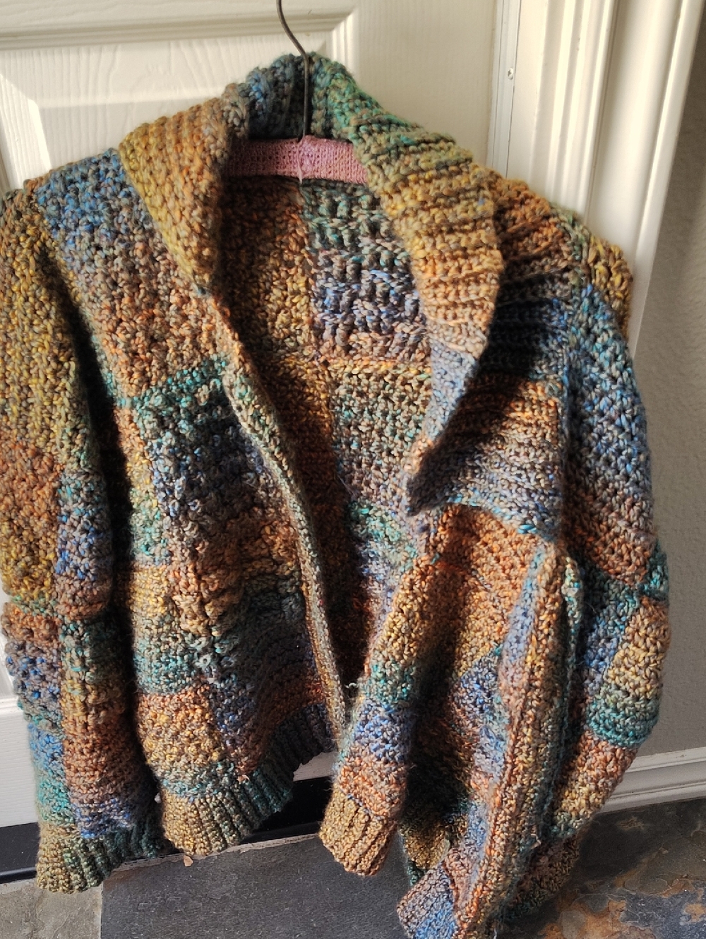 Unique Handmade Multi-Color Crochet Patchwork Cardigan